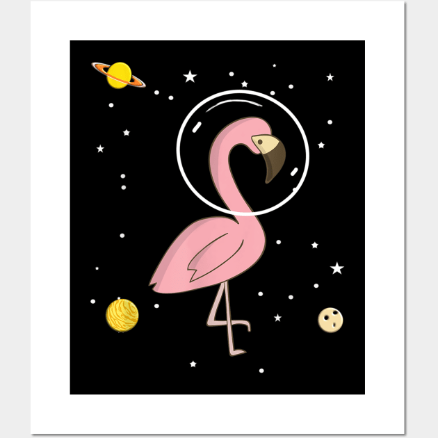 Flamingo In Space Flamingo Astronaut Gift Wall Art by jordanfaulkner02